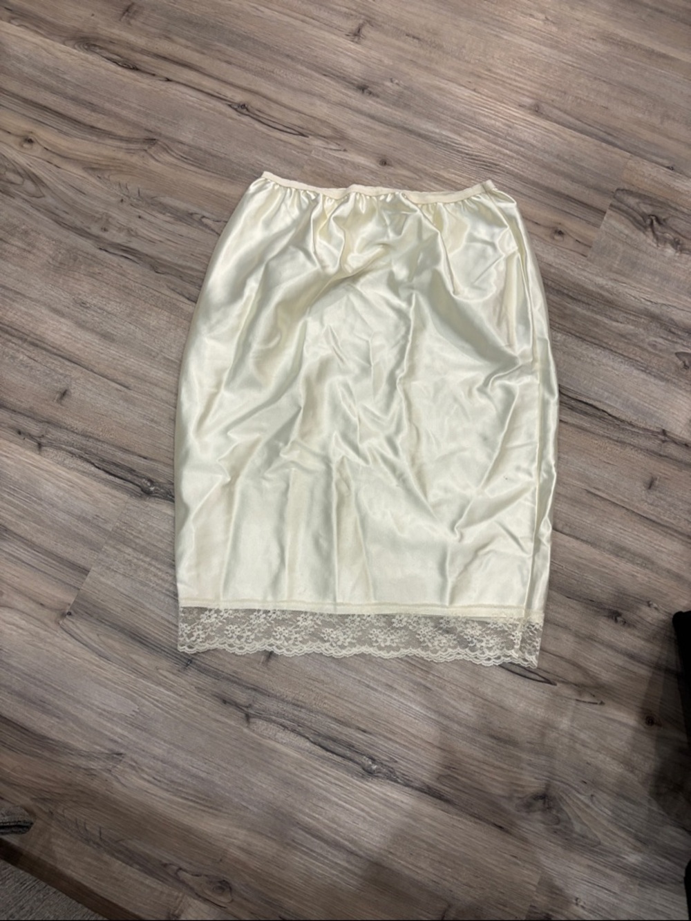 Ivory Satin Half Slip with Lace Hem